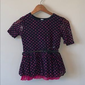 Beautees Girls Pink Dot Shirt & Skirt
